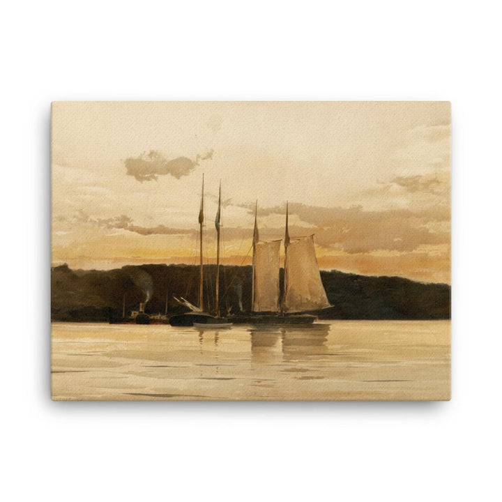 Schiffe im Sonnenuntergang - Leinwand 30x41 cm artlia