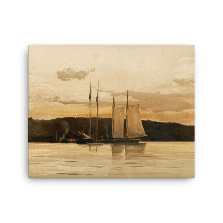 Schiffe im Sonnenuntergang - Leinwand 41x51 cm artlia