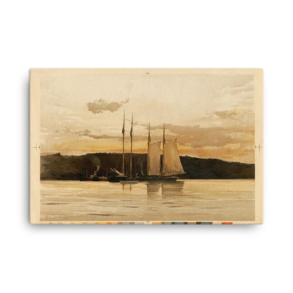 Schiffe im Sonnenuntergang - Leinwand 61x91 cm artlia