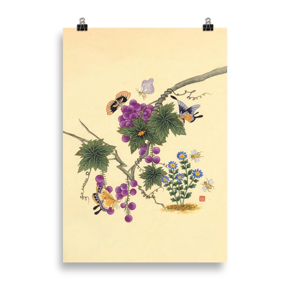 Schmetterlinge auf Traubenbaum - Poster 21×30 cm artlia