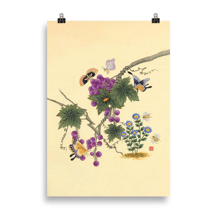 Schmetterlinge auf Traubenbaum - Poster 21×30 cm artlia