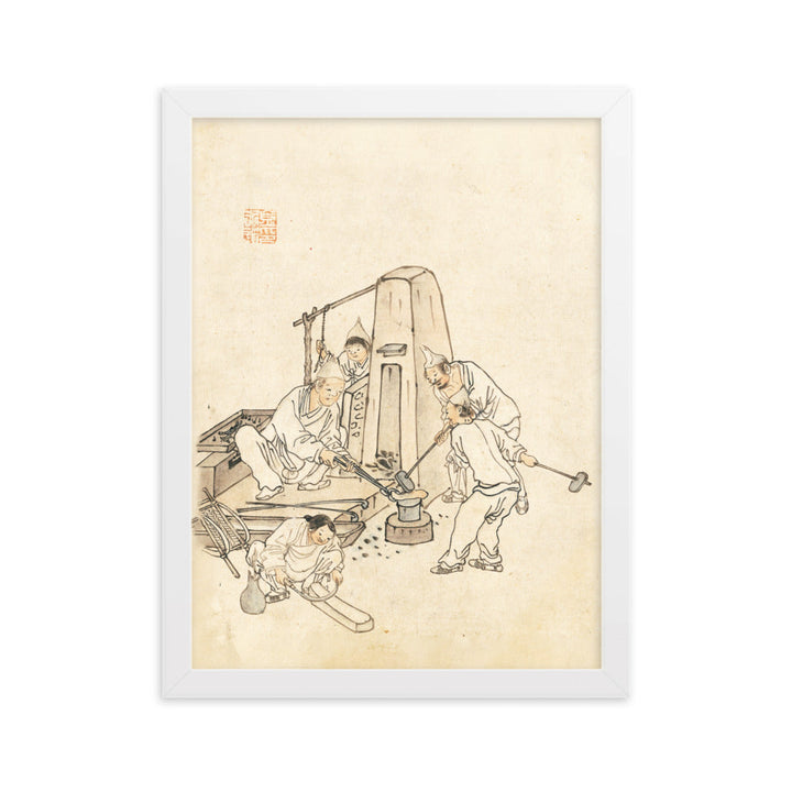 Schmiede, Kim Hong-do - Poster im Rahmen Weiß / 30×40 cm artlia