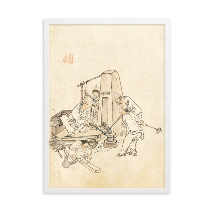 Schmiede, Kim Hong-do - Poster im Rahmen Weiß / 50×70 cm artlia