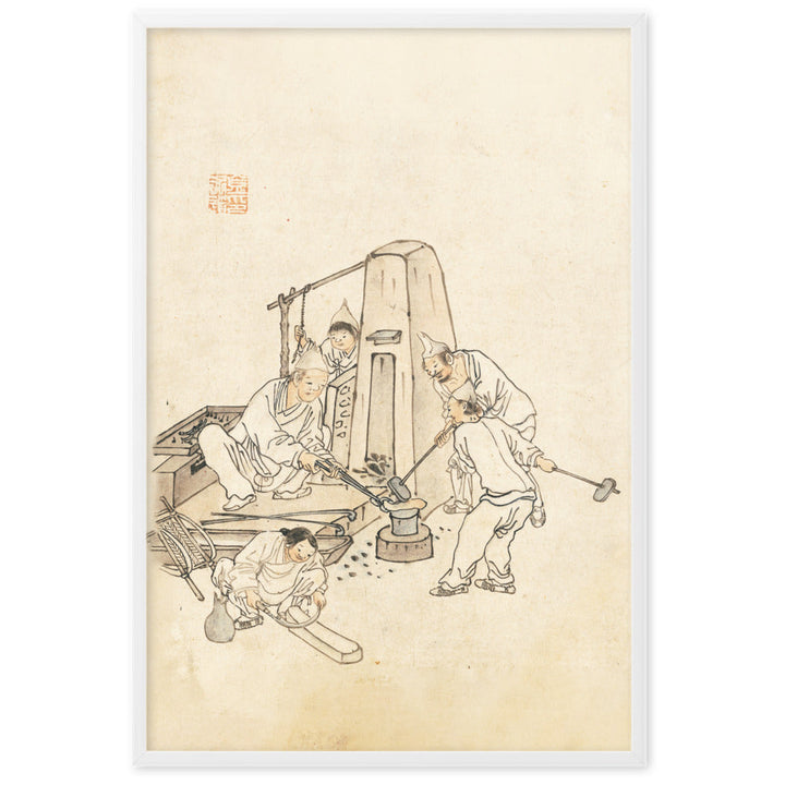 Schmiede, Kim Hong-do - Poster im Rahmen Weiß / 61×91 cm artlia