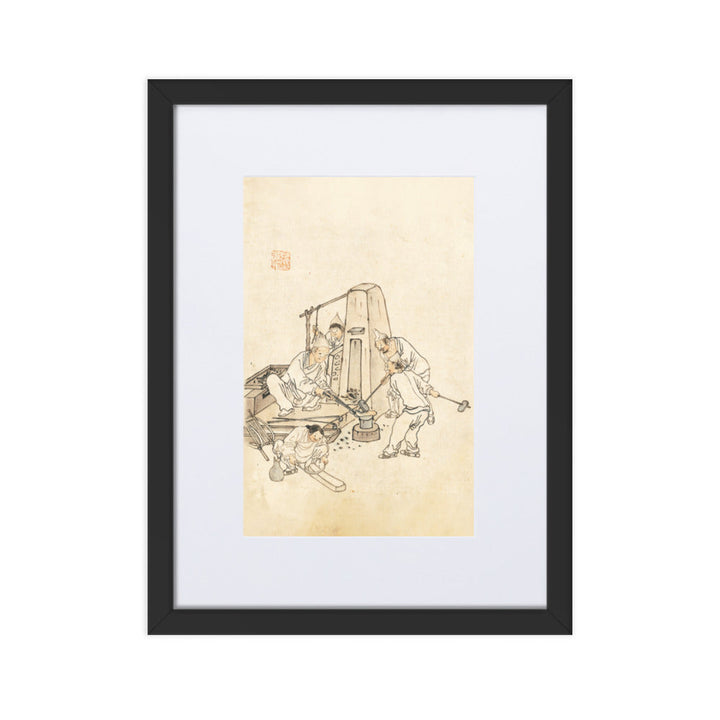 Schmiede, Kim Hong-do - Poster im Rahmen mit Passepartout Schwarz / 30×40 cm artlia