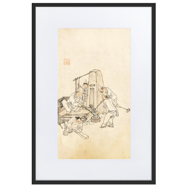 Schmiede, Kim Hong-do - Poster im Rahmen mit Passepartout Schwarz / 61×91 cm artlia