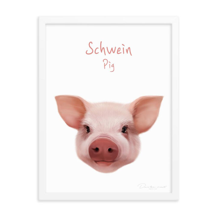 Schwein - Poster im Rahmen für Kinder weiß / 30x41 cm artlia