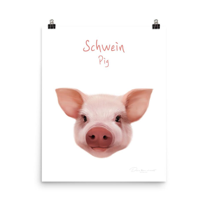 Schwein - Tier Poster für Kinder 20x25 cm artlia