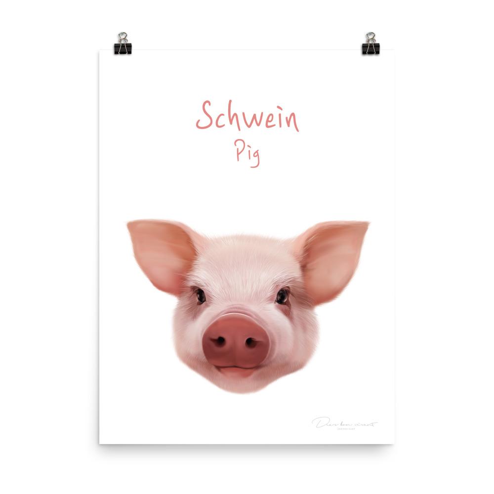 Schwein - Tier Poster für Kinder 30x41 cm artlia