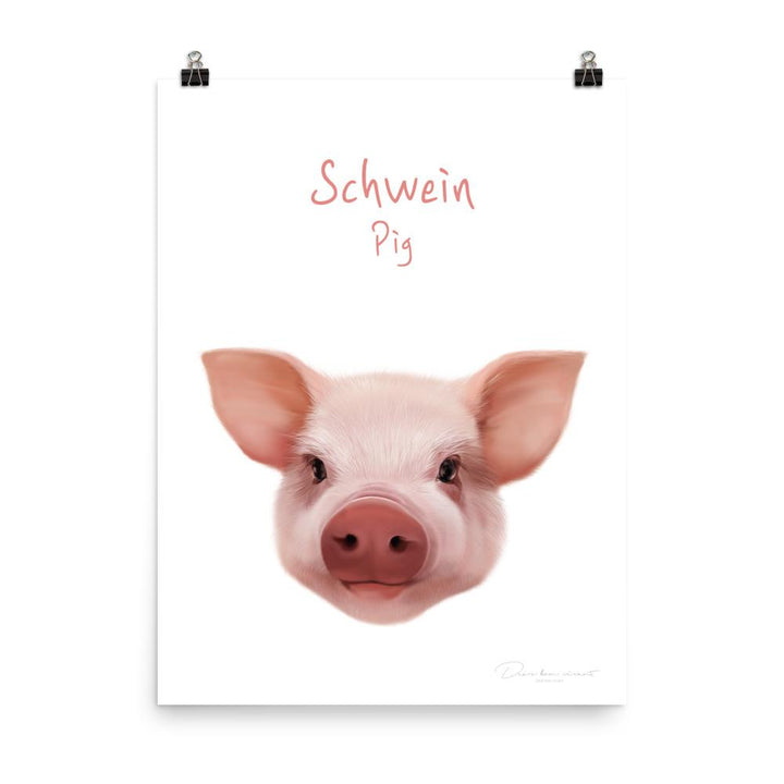 Schwein - Tier Poster für Kinder 30x41 cm artlia