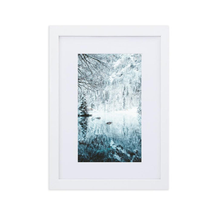Snow Landscape 4 - Poster im Rahmen mit Passepartout Weiß / 21×30 cm artlia