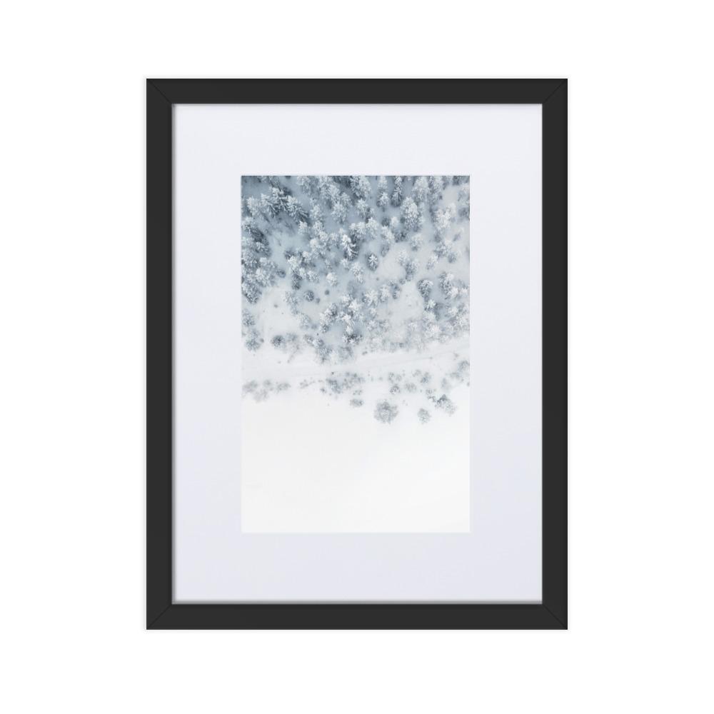 Snow Landscape 5 - Poster im Rahmen mit Passepartout Schwarz / 30×40 cm artlia