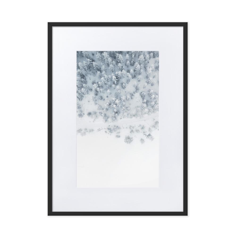 Snow Landscape 5 - Poster im Rahmen mit Passepartout Schwarz / 50×70 cm artlia