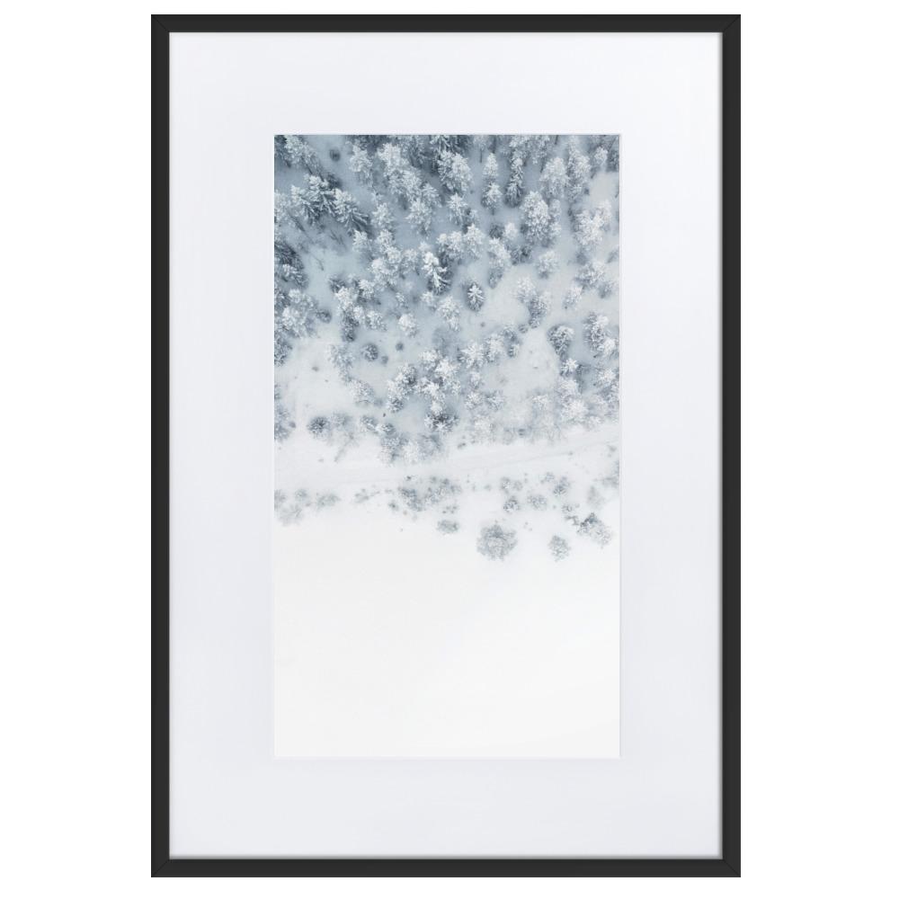 Snow Landscape 5 - Poster im Rahmen mit Passepartout Schwarz / 61×91 cm artlia