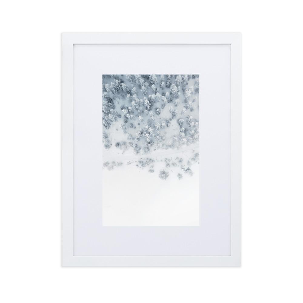 Snow Landscape 5 - Poster im Rahmen mit Passepartout Weiß / 30×40 cm artlia
