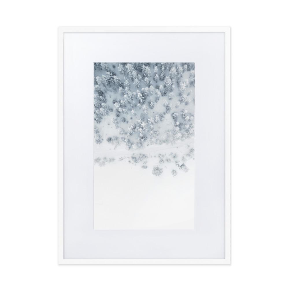 Snow Landscape 5 - Poster im Rahmen mit Passepartout Weiß / 50×70 cm artlia
