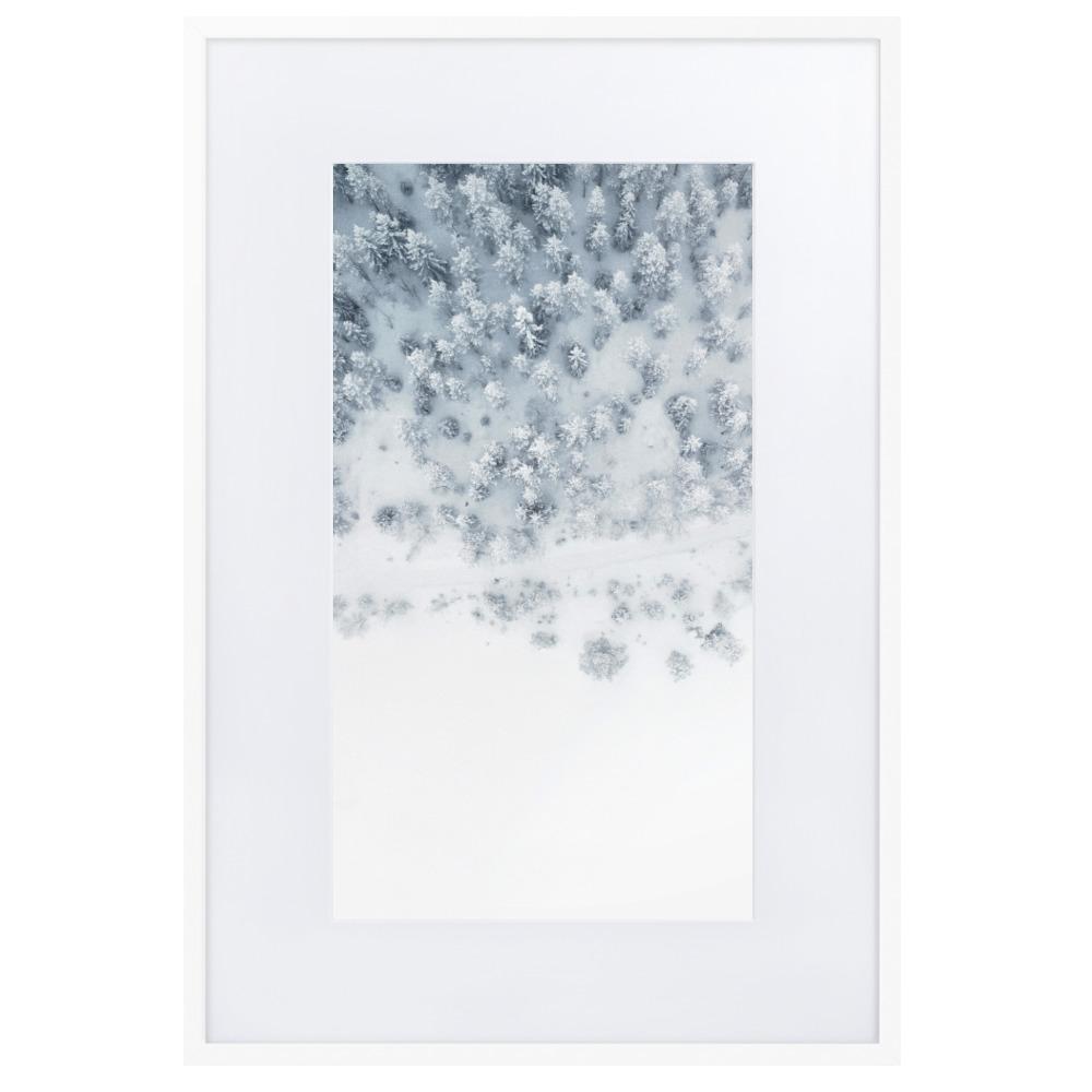 Snow Landscape 5 - Poster im Rahmen mit Passepartout Weiß / 61×91 cm artlia