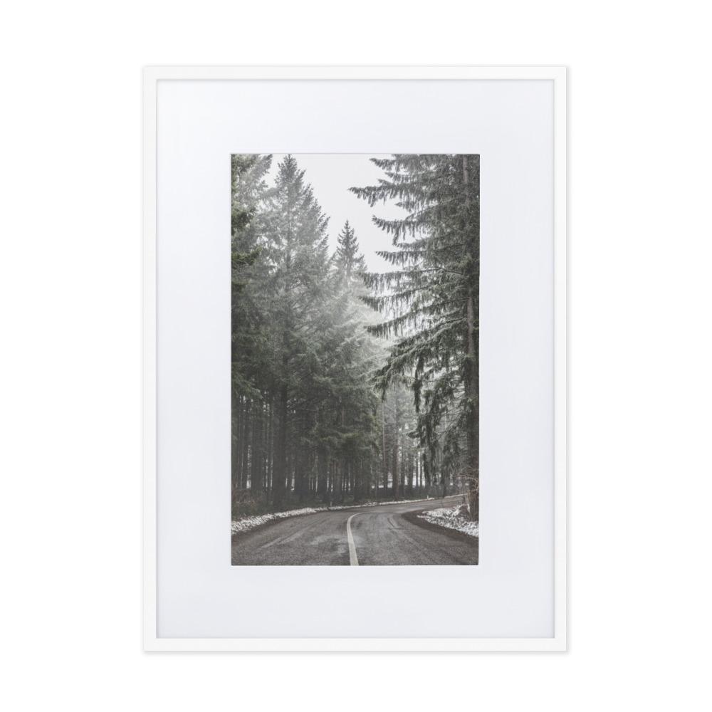 Snow Landscape 6 - Poster im Rahmen mit Passepartout Weiß / 50×70 cm artlia