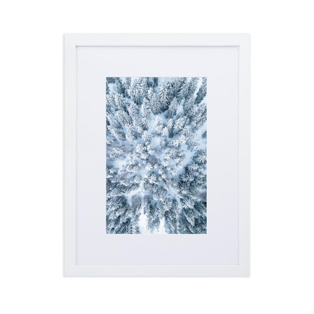 Snow Landscape 7 - Poster im Rahmen mit Passepartout Weiß / 30×40 cm artlia