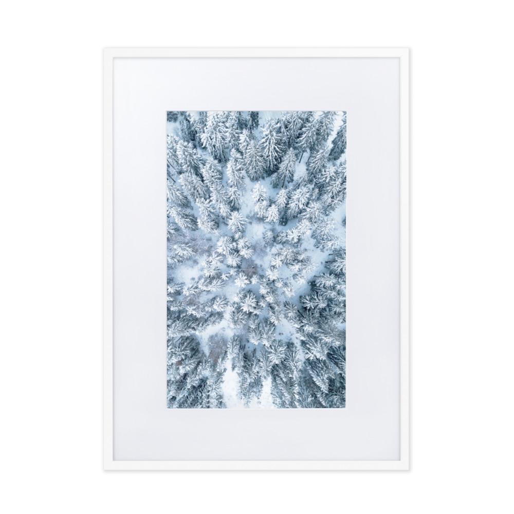 Snow Landscape 7 - Poster im Rahmen mit Passepartout Weiß / 50×70 cm artlia