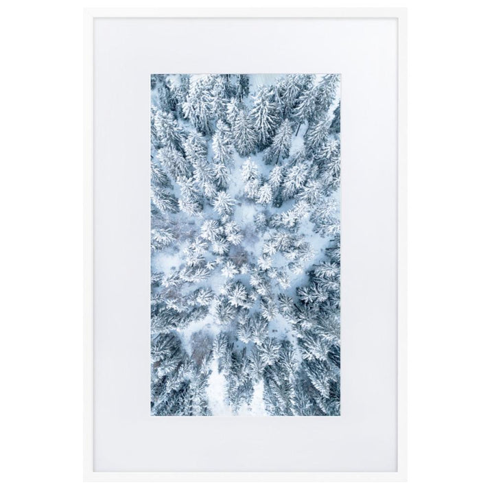 Snow Landscape 7 - Poster im Rahmen mit Passepartout Weiß / 61×91 cm artlia