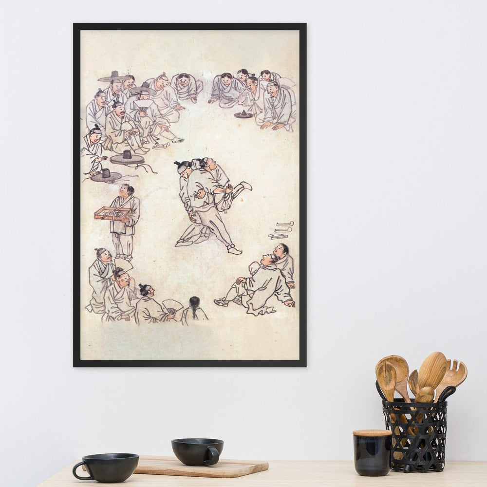 Ssireum-do, Kim Hong-do - Poster im Rahmen artlia