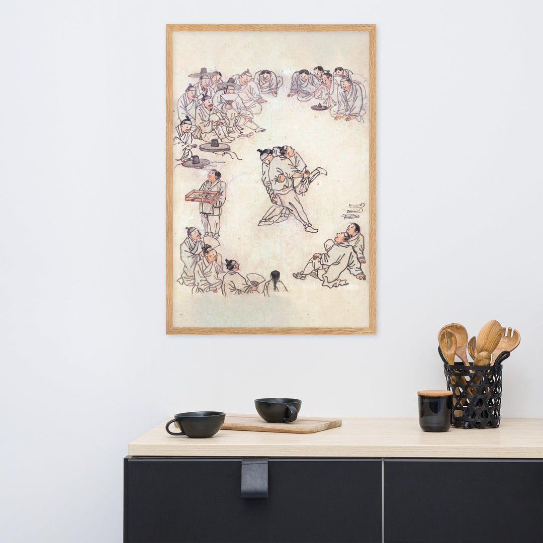 Ssireum-do, Kim Hong-do - Poster im Rahmen artlia