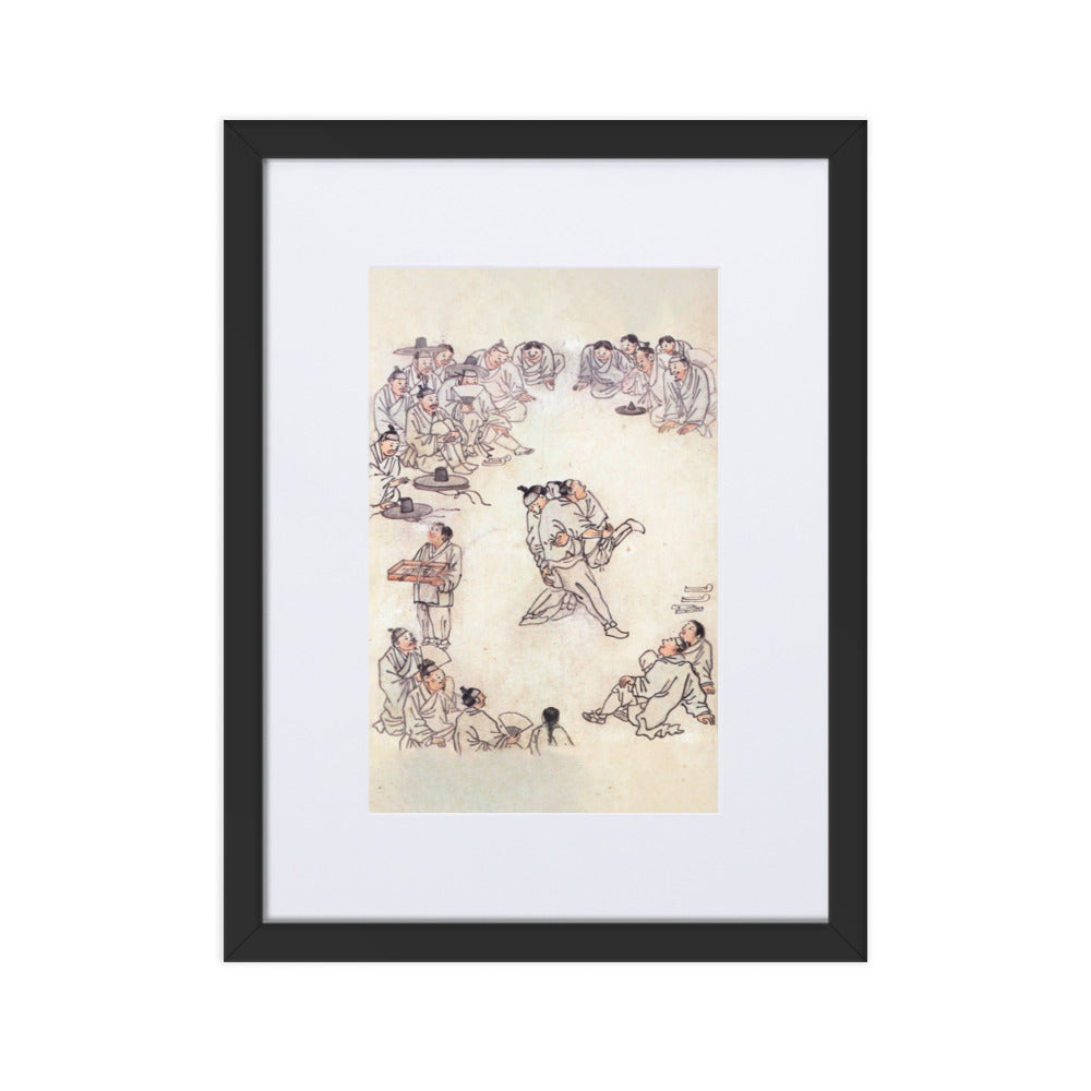 Ssireum-do, Kim Hong-do - Poster im Rahmen mit Passepartout Schwarz / 30×40 cm artlia