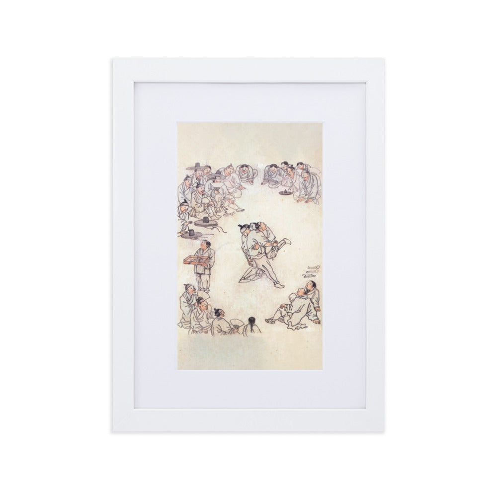Ssireum-do, Kim Hong-do - Poster im Rahmen mit Passepartout Weiß / 21×30 cm artlia