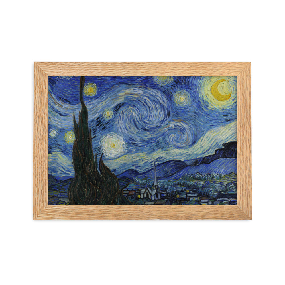 Starry Night, Van Gogh - Poster im Rahmen horizontal (original) / Oak / 21×30 cm artlia
