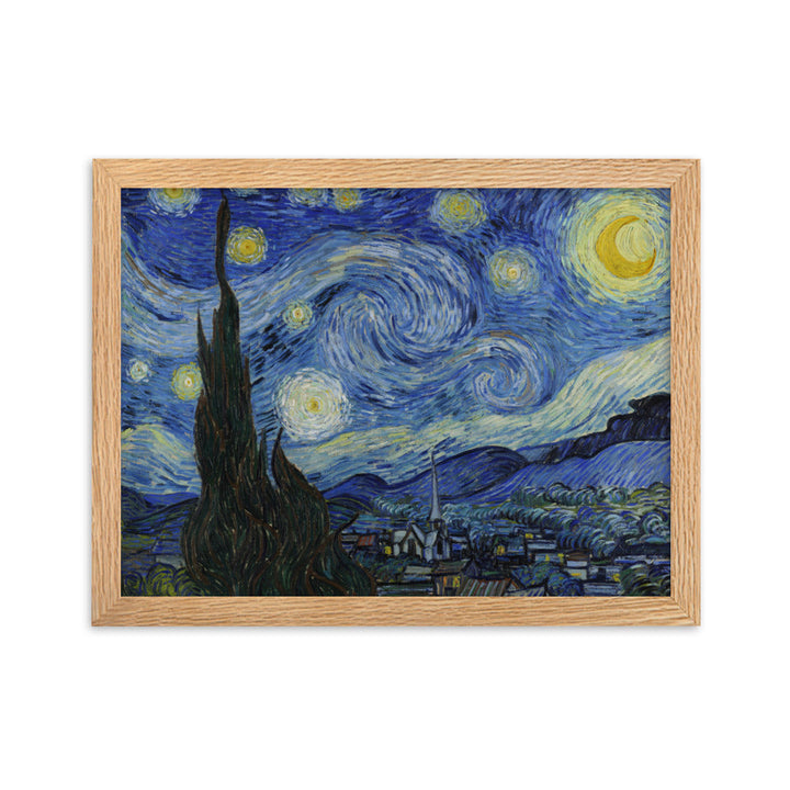 Starry Night, Van Gogh - Poster im Rahmen horizontal (original) / Oak / 30×40 cm artlia