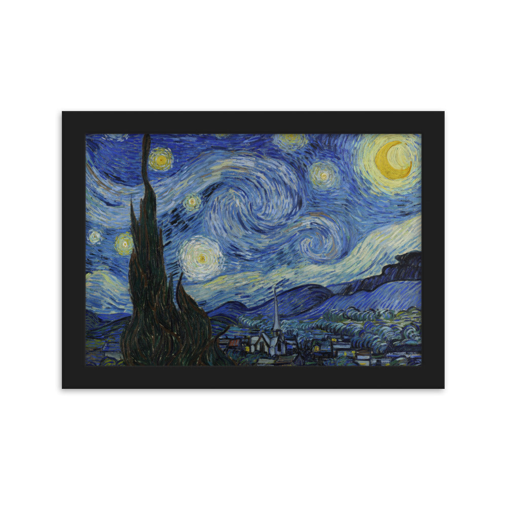 Starry Night, Van Gogh - Poster im Rahmen horizontal (original) / Schwarz / 21×30 cm artlia