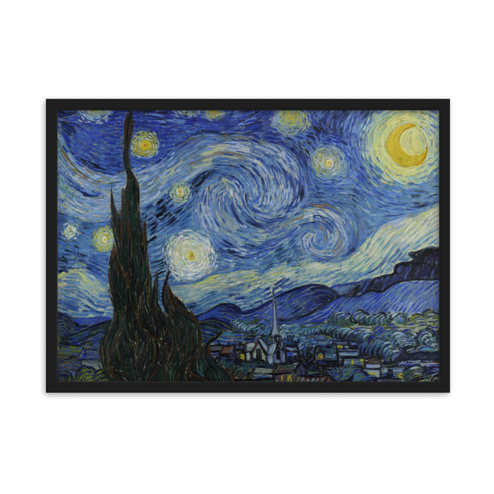 Starry Night, Van Gogh - Poster im Rahmen horizontal (original) / Schwarz / 50×70 cm artlia