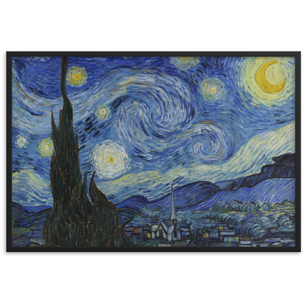 Starry Night, Van Gogh - Poster im Rahmen horizontal (original) / Schwarz / 61×91 cm artlia