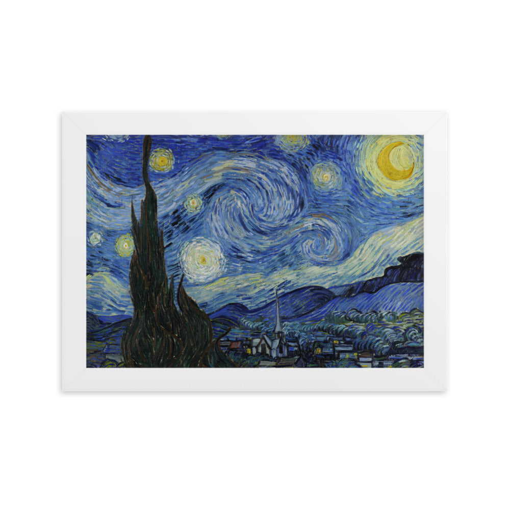 Starry Night, Van Gogh - Poster im Rahmen horizontal (original) / Weiß / 21×30 cm artlia