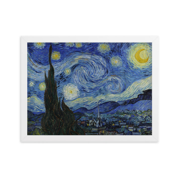 Starry Night, Van Gogh - Poster im Rahmen horizontal (original) / Weiß / 30×40 cm artlia