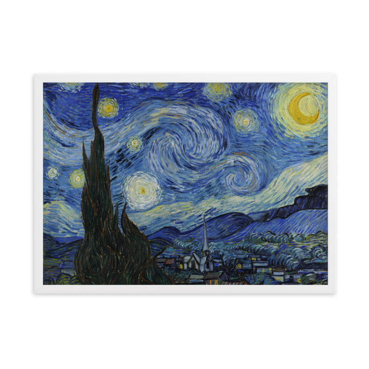 Starry Night, Van Gogh - Poster im Rahmen horizontal (original) / Weiß / 50×70 cm artlia