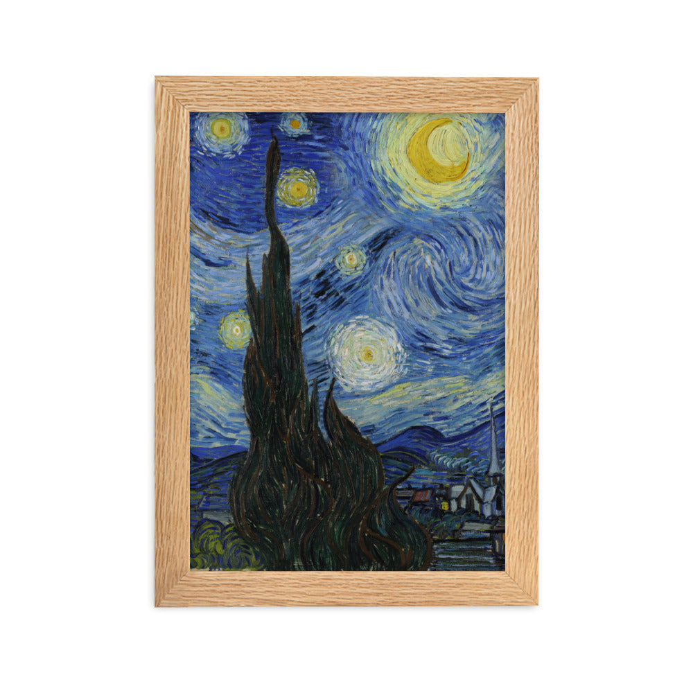 Starry Night, Van Gogh - Poster im Rahmen vertikal / Oak / 21×30 cm artlia