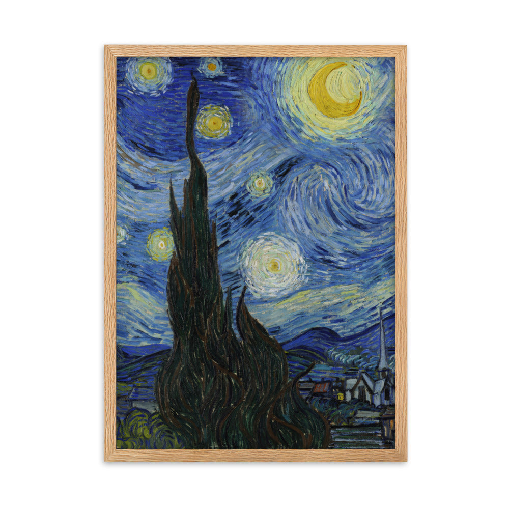 Starry Night, Van Gogh - Poster im Rahmen vertikal / Oak / 50×70 cm artlia