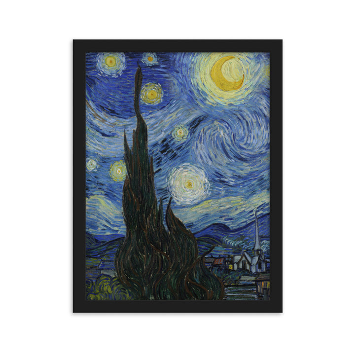Starry Night, Van Gogh - Poster im Rahmen vertikal / Schwarz / 30×40 cm artlia