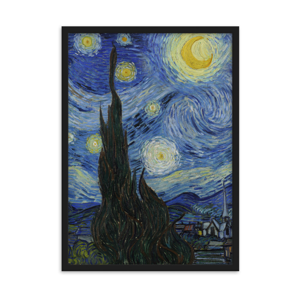 Starry Night, Van Gogh - Poster im Rahmen vertikal / Schwarz / 50×70 cm artlia