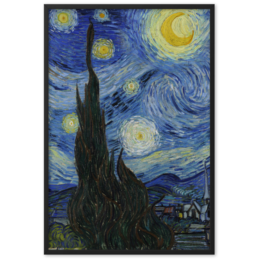 Starry Night, Van Gogh - Poster im Rahmen vertikal / Schwarz / 61×91 cm artlia