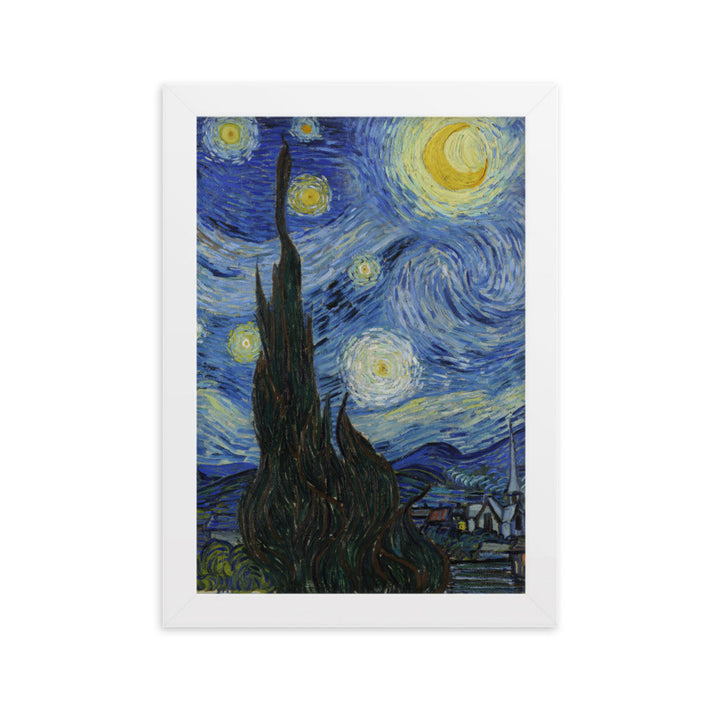 Starry Night, Van Gogh - Poster im Rahmen vertikal / Weiß / 21×30 cm artlia