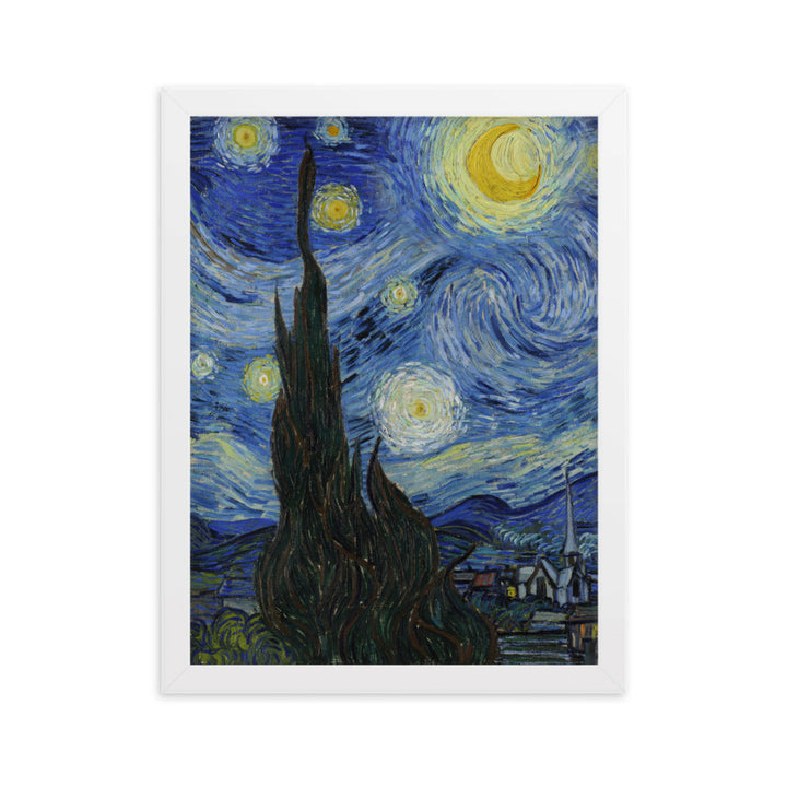 Starry Night, Van Gogh - Poster im Rahmen vertikal / Weiß / 30×40 cm artlia