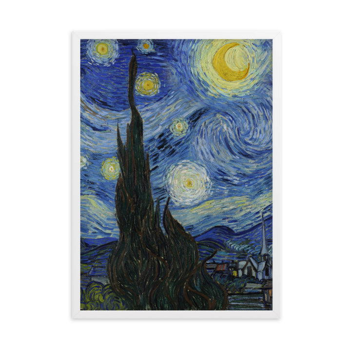 Starry Night, Van Gogh - Poster im Rahmen vertikal / Weiß / 50×70 cm artlia