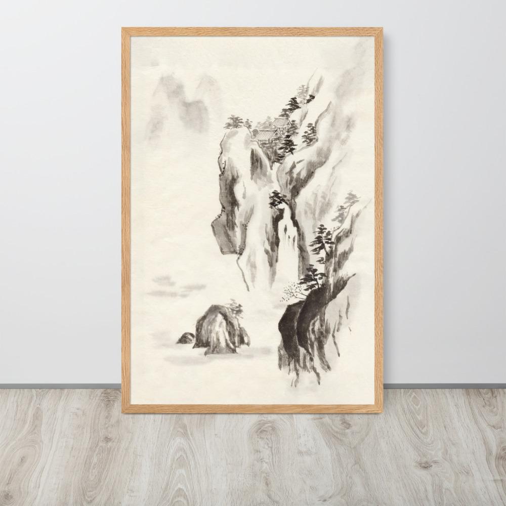 Tempel im Felsen - Poster im Rahmen artlia