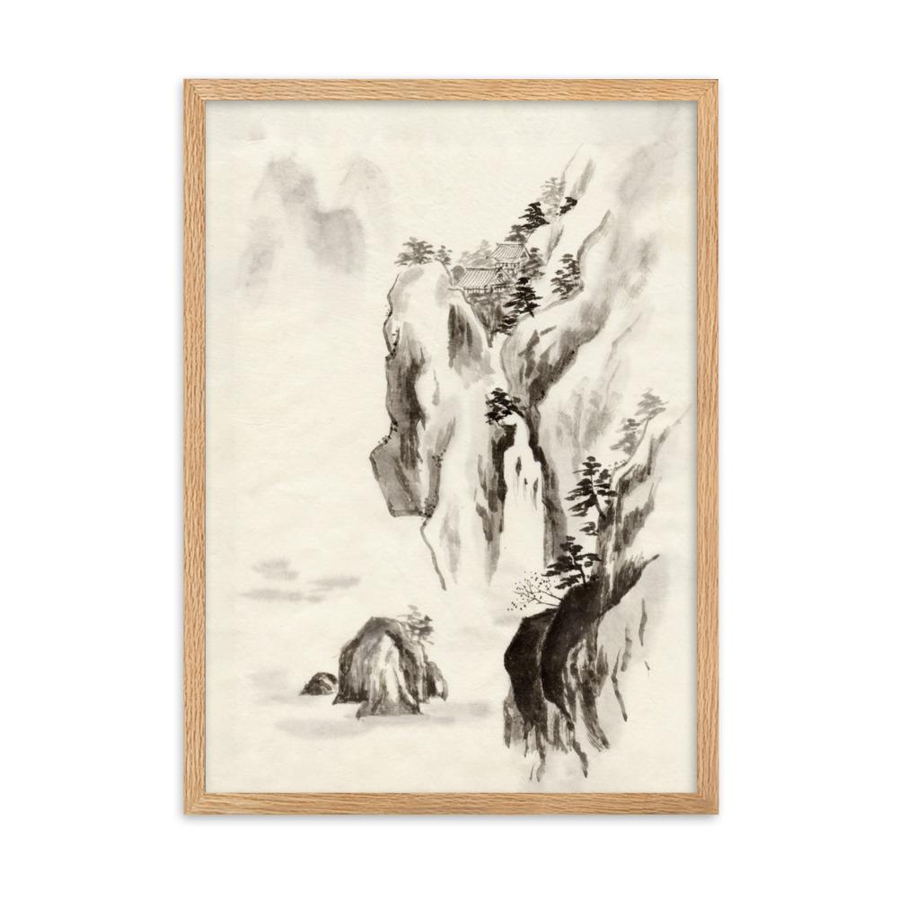 Tempel im Felsen - Poster im Rahmen Oak / 50×70 cm artlia