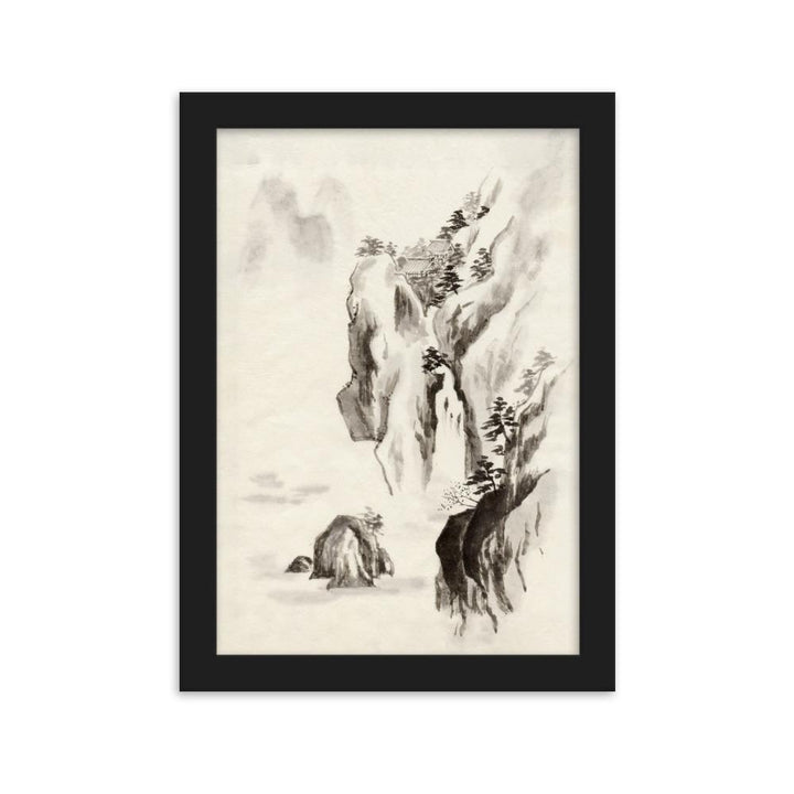 Tempel im Felsen - Poster im Rahmen Schwarz / 21×30 cm artlia