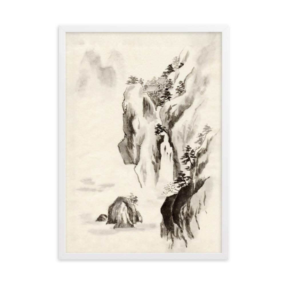 Tempel im Felsen - Poster im Rahmen Weiß / 50×70 cm artlia