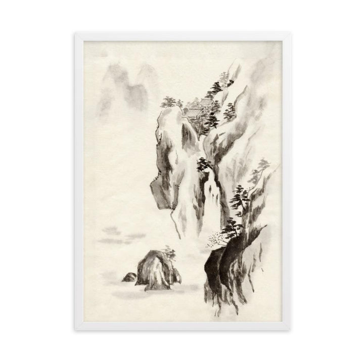 Tempel im Felsen - Poster im Rahmen Weiß / 50×70 cm artlia